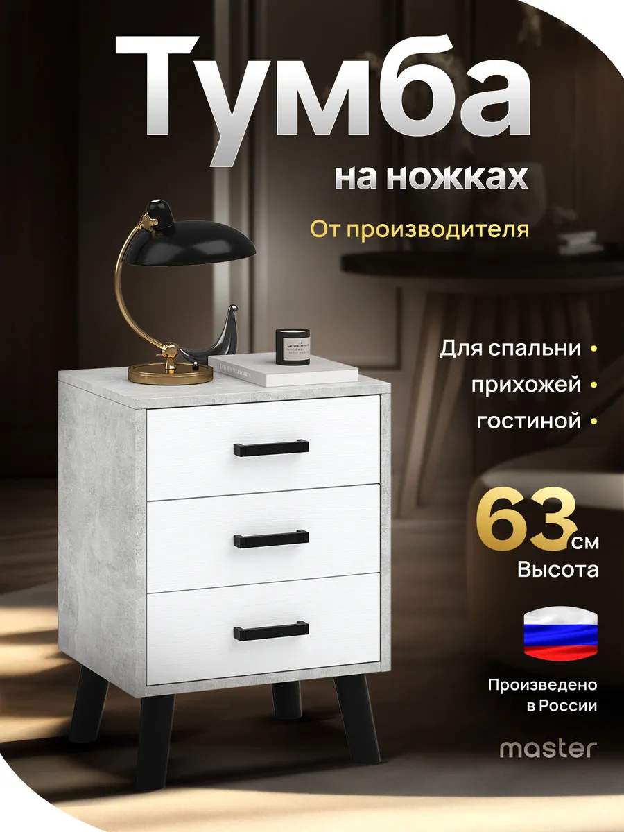 Напольная тумба с ящиками на ножках