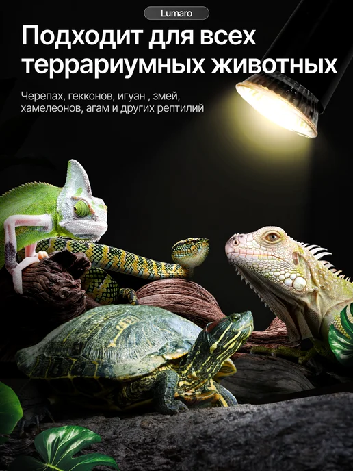 Lumaro Светильник для террариума, Лампа для рептилий и черепах, черный, фото 3
