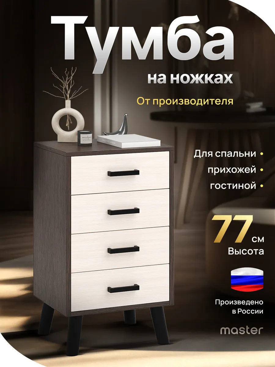 Напольная тумба с ящиками на ножках