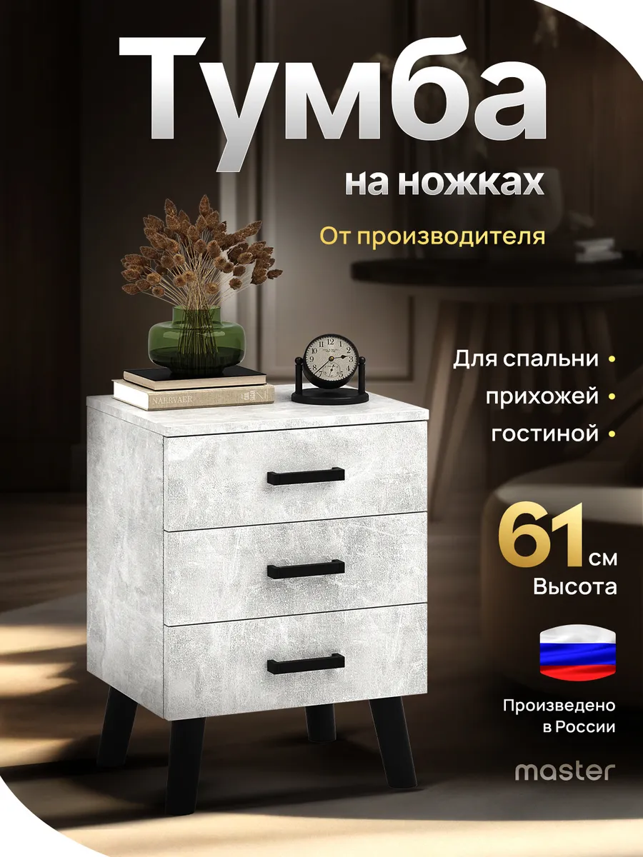 Напольная тумба с ящиками на ножках