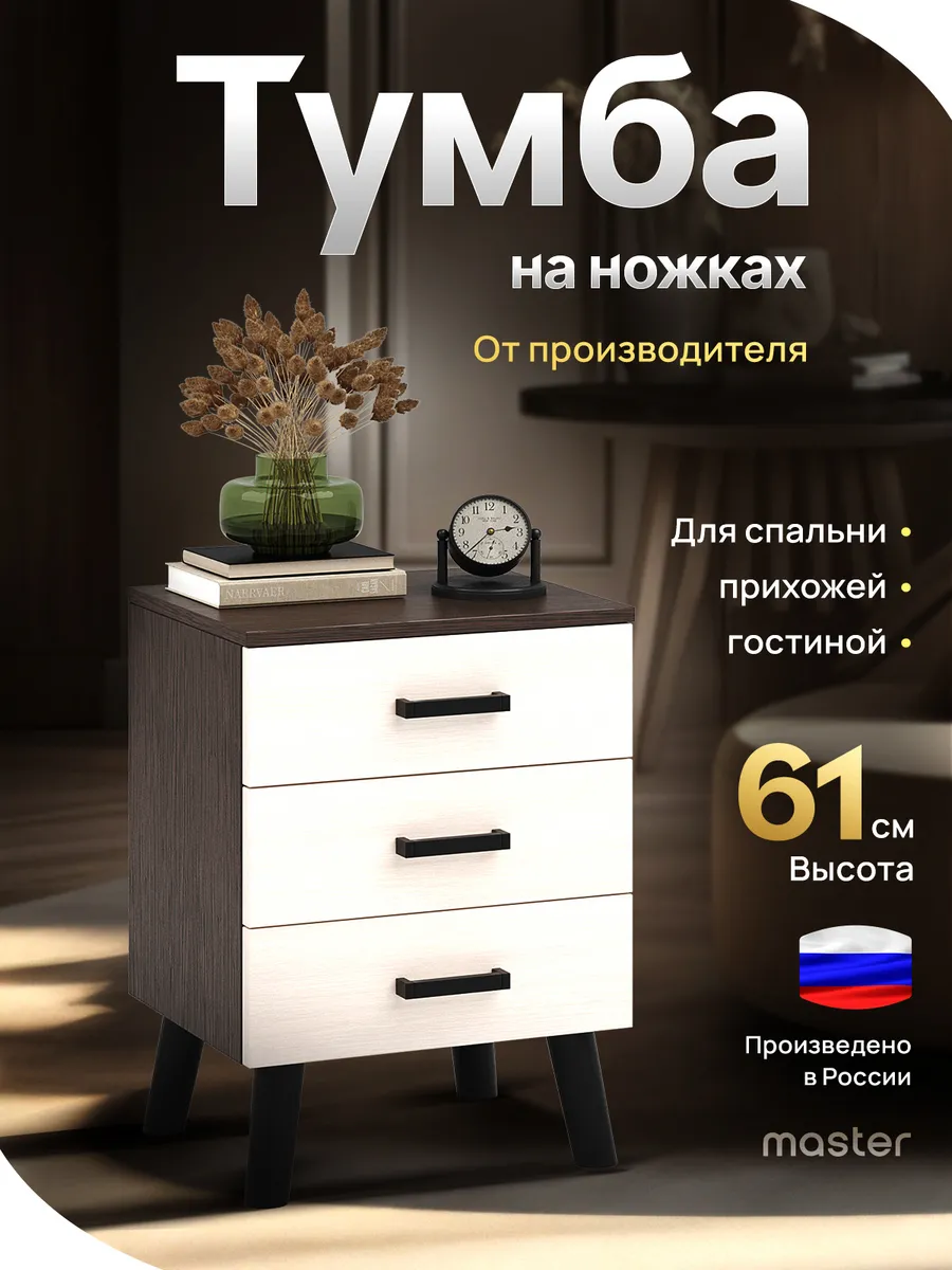 Напольная тумба с ящиками на ножках