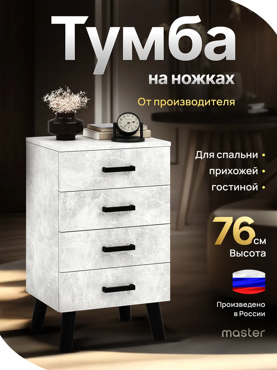 Напольная тумба с ящиками на ножках