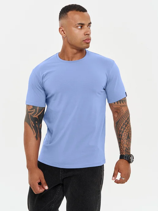 TLITON.WEAR Футболка классическая базовая хлопок, голубой, фото 2