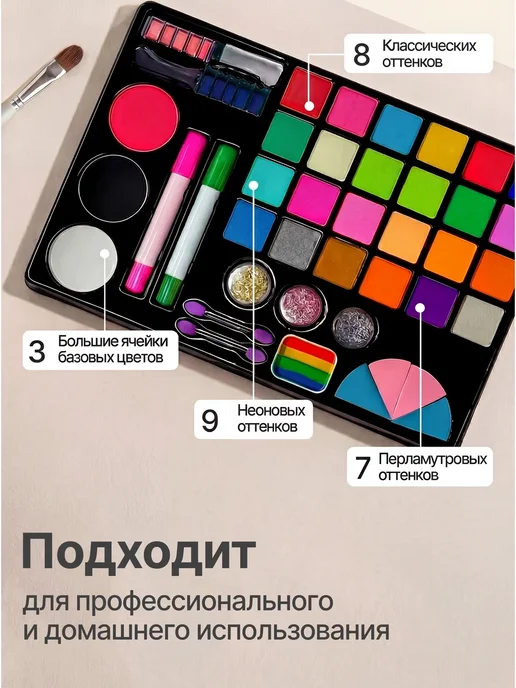 VICATE Аквагрим детский для лица с трафаретами набор, голубой, фото 3