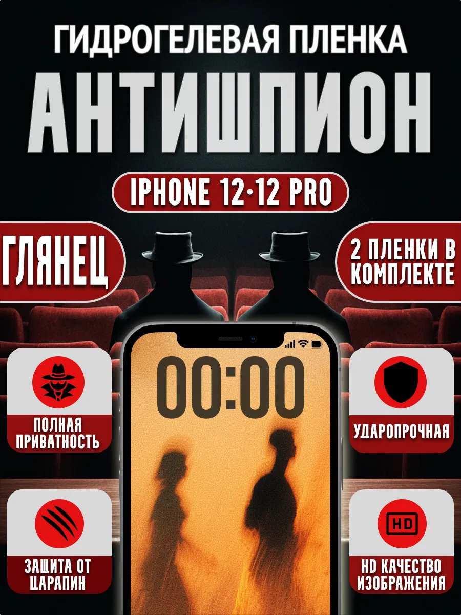 Гидрогелевая пленка антишпион для Iphone 12 / 12 Pro
