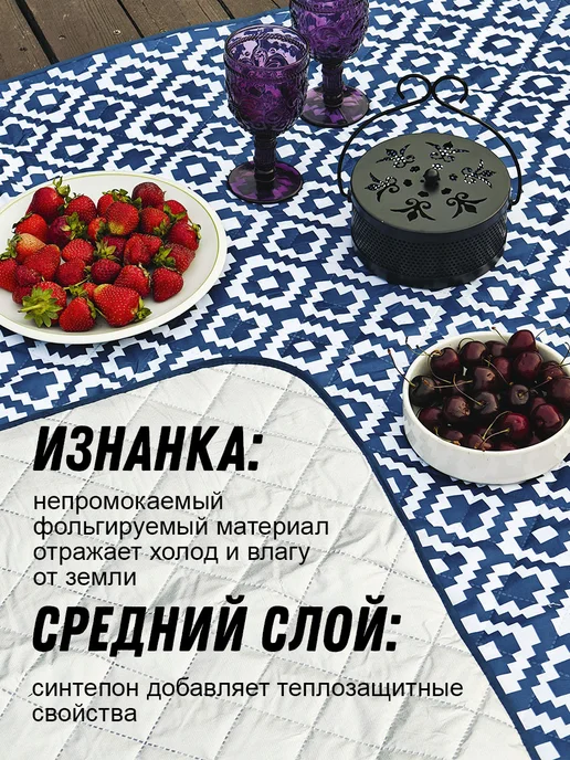 Toveon Коврик пляжный с нейлоновой стяжкой для переноски 150х200 см, 150x200 см, фото 2