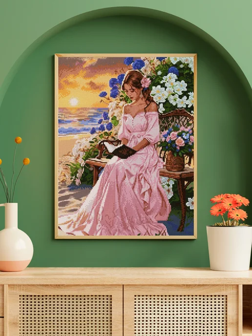Алмазныи ряд Алмазная мозаика на подрамнике 40x50 см Девушка в саду, 40x50 см, фото 2