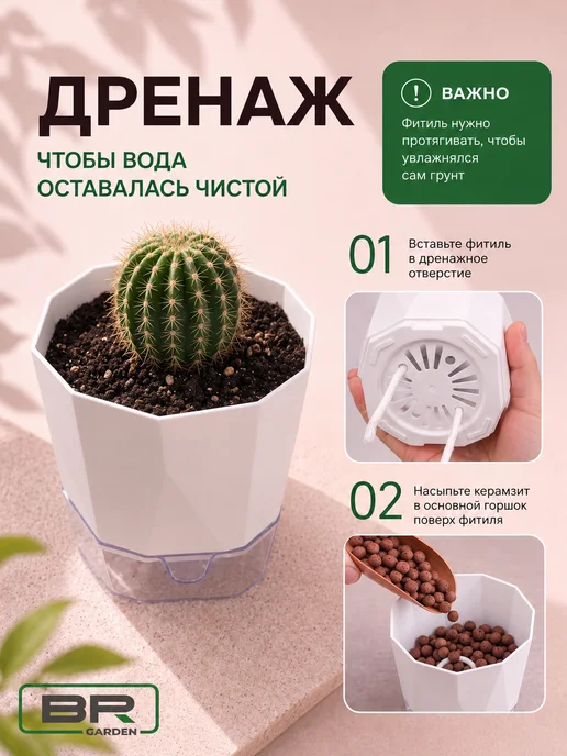 Best Room Набор кашпо с фитильным автополивом (700мл, 3шт), 2 л, фото 7
