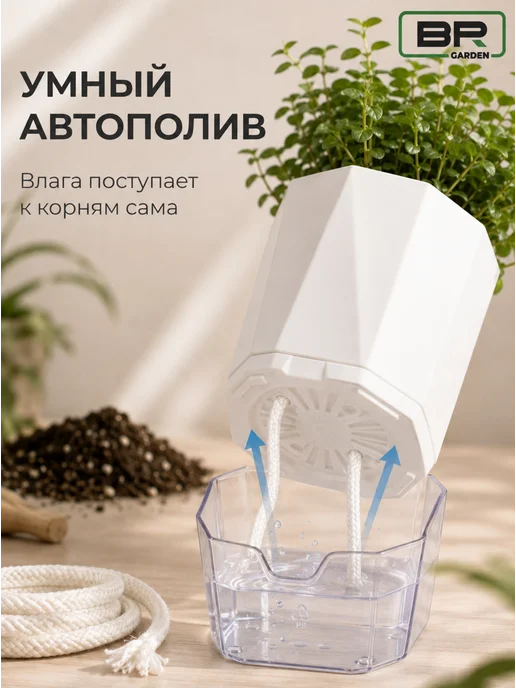 Best Room Набор кашпо с фитильным автополивом (700мл, 3шт), 2 л, фото 8