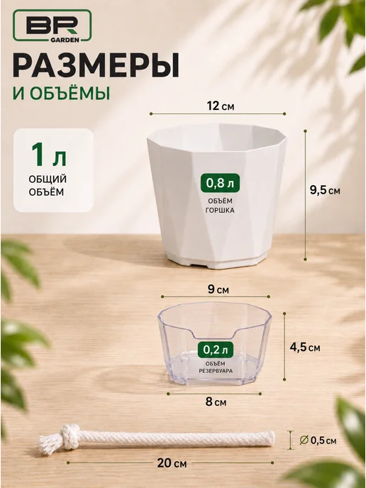 Best Room Набор кашпо с фитильным автополивом (700мл, 3шт), 1 л, фото 2