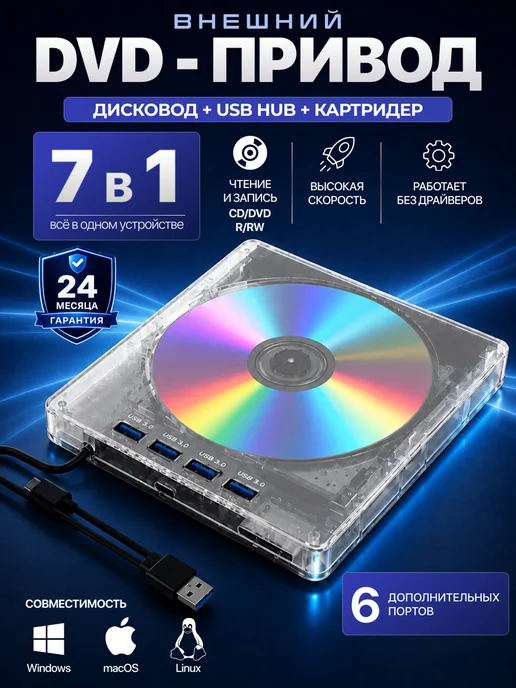 Элемент Дисковод для ноутбука внешний + Hub, вариант