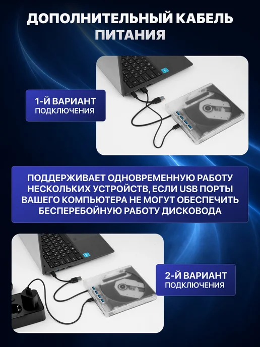Элемент Дисковод для ноутбука внешний + Hub, вариант, фото 5