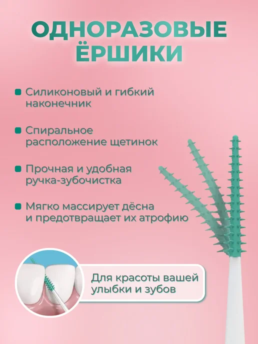 MIXOW Межзубные ершики для зубов и брекетов мятные 40 штук, вариант, фото 2