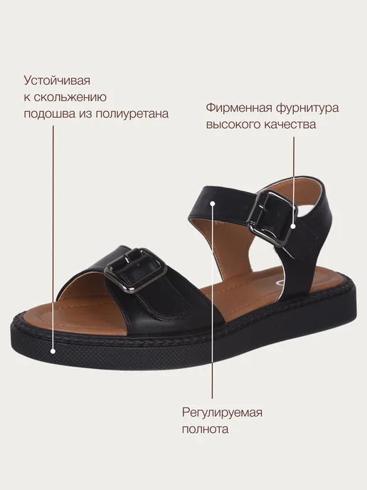 T.TACCARDI Сандалии женские летние без каблука, черный, фото 4