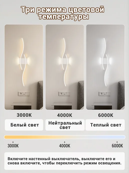 YONLUX Бра Светильник настенный Светодиодный, лампа LED, Белый, белый, фото 3