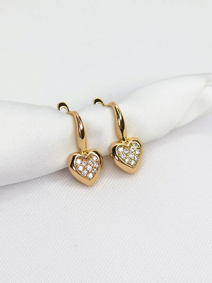 Серьги сердце, повседневные на каждый день 1,7 см.