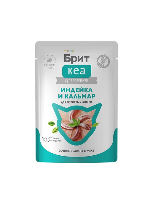 Brit Влажный доп. корм для кошек, индейка кальмар - 75 г х 12 шт, 75 г, 12 шт, фото 2