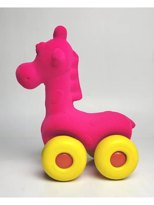 Rubbabu Toys 20129 Каталка для детей "Жираф на колесах", из каучука 20 см, розовый, фото 3