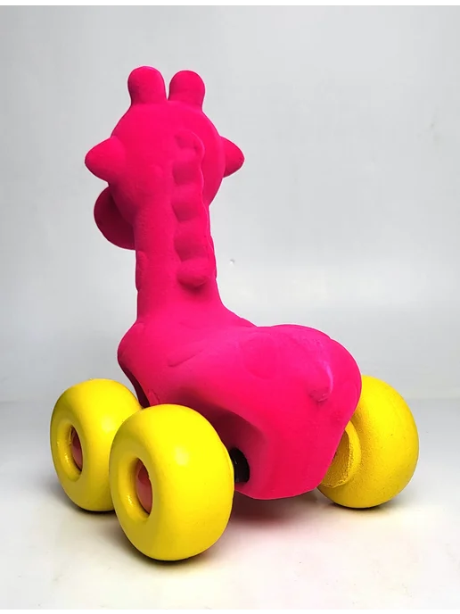 Rubbabu Toys 20129 Каталка для детей "Жираф на колесах", из каучука 20 см, розовый, фото 4