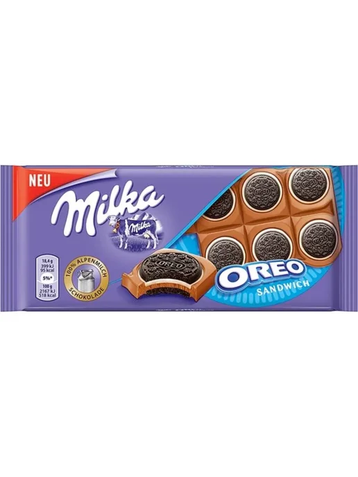 milka Шоколад милка Oreo Sandwich 2шт х 92g, 3 шт, фото 2