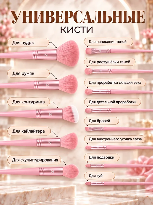 Полезный дом Набор профессиональных кистей для макияжа 32в1, розовый, фото 2