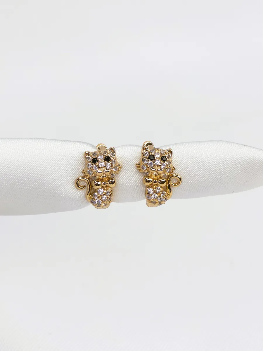 Детские серьги кошечка, 1 см.