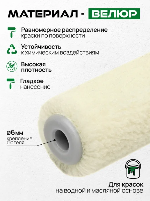 Rollingdog Валик с поворотным бюгелем HI-SHEEN 100 мм ворс 5 мм велюр, вариант, фото 2