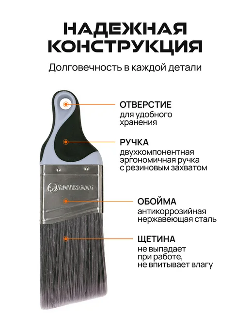 Rollingdog Набор кистей с короткой ручкой 22 50мм синтетика, вариант, фото 5