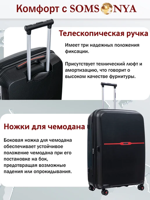 Somsonya Premium комплект чемодан и бьюти кейс Elite, 3 шт, фото 5