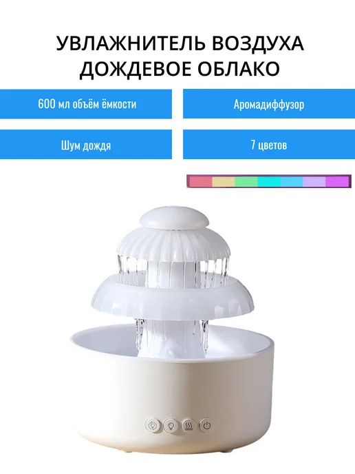 TondaShop Светящийся увлажнитель воздуха "Дождливое облако", белый