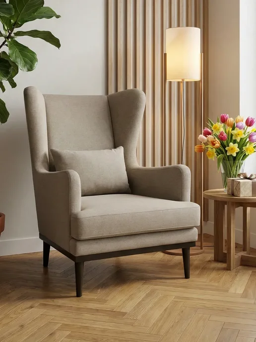ДИВАН НЕ МЕБЕЛЬ Кресло мягкое в гостиную для отдыха Оскар Dream Lux 4, серый