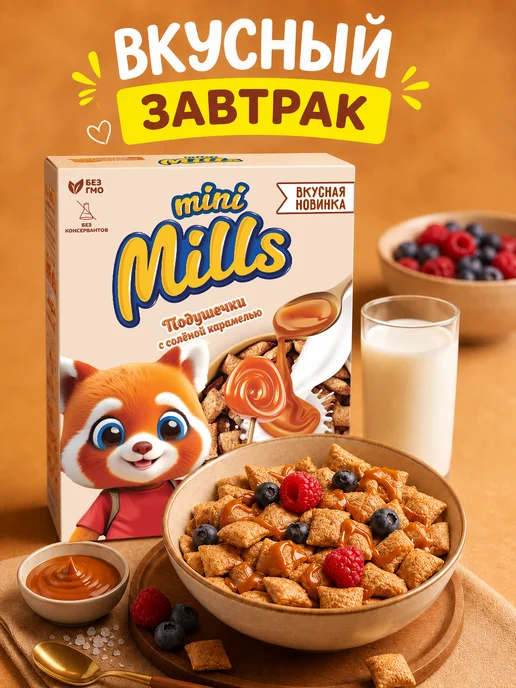 Mini Mills Сухой завтрак подушечки с соленой карамелью 200 г, 200 г, фото 2