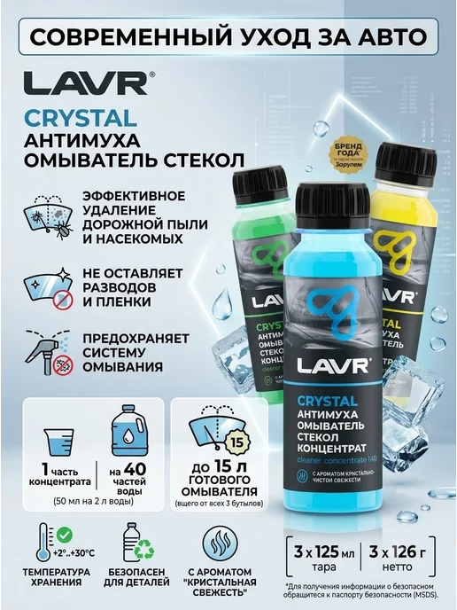 LAVR Омыватель стекол Green Анти Муха концентрат 2шт по 125мл, 2 шт, 125 мл, фото 5