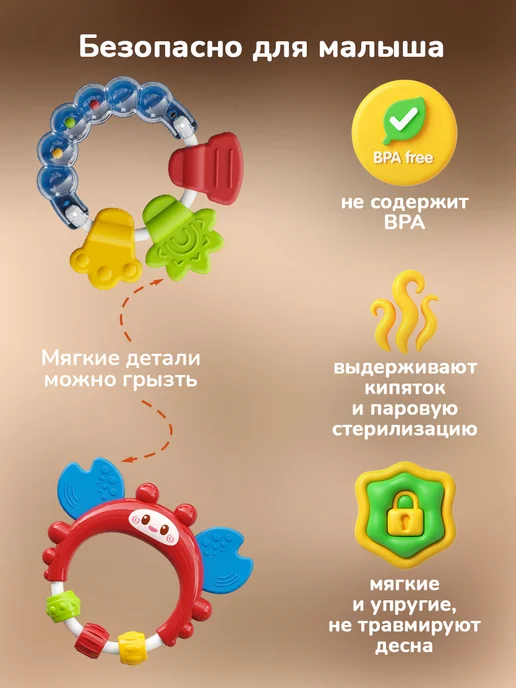 KUNDER Развивающие игрушки для новорожденных погремушки 0+ набор, голубой, фото 5