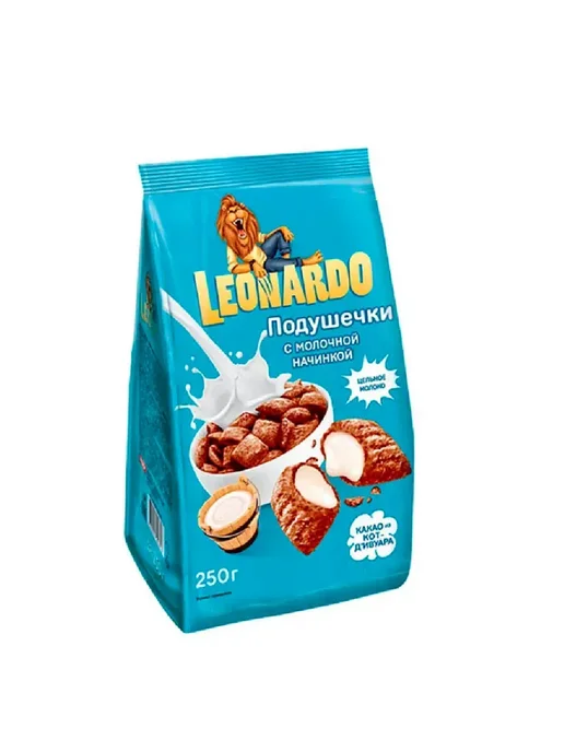 Leonardo Готовый завтрак подушечки с молочной начинкой,250 г, 3 шт, 250 г, 3 шт, фото 2