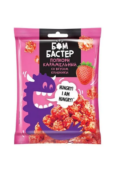 БОМБАСТЕР Попкорн со вкусом клубники, 50г, 12 шт, 50 г, 12 шт, фото 2