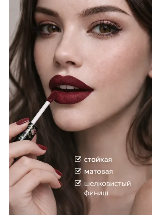 EMILI FLOR Матовая помада для губ стойкая, красный, фото 8