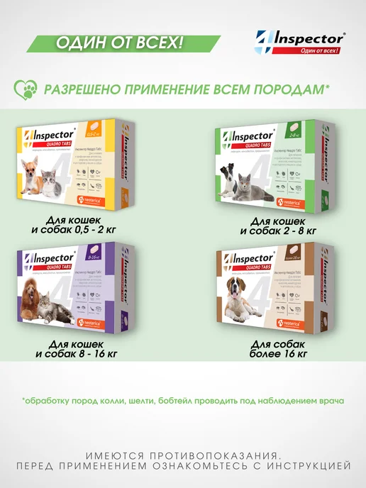 inspector Инспектор QUADRO I402 таблетки для собак и кошек 2-8 кг, 28 кг, фото 7