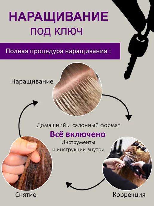 HAIR COLLECTION Набор для наращивания волос V Light, серый, фото 2