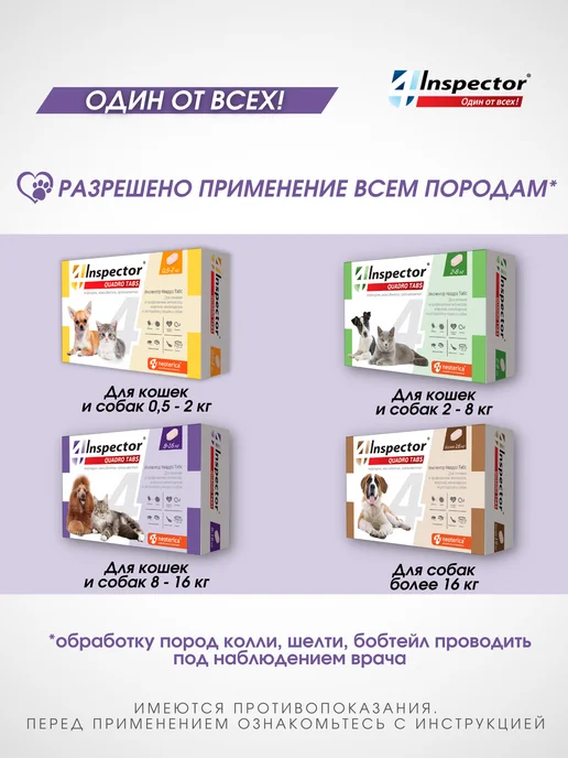 inspector Инспектор QUADRO I403 таблетки для собак 8-16 кг, 816 кг, фото 7