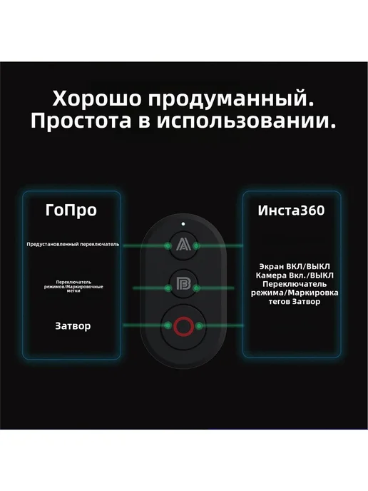 Пульт для фотокамеры GoPro Insta360 черный, черный, фото 4