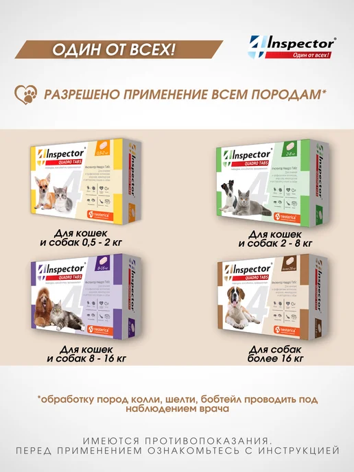 inspector Инспектор QUADRO I404 таблетки для собак более 16 кг, 16 кг, фото 7