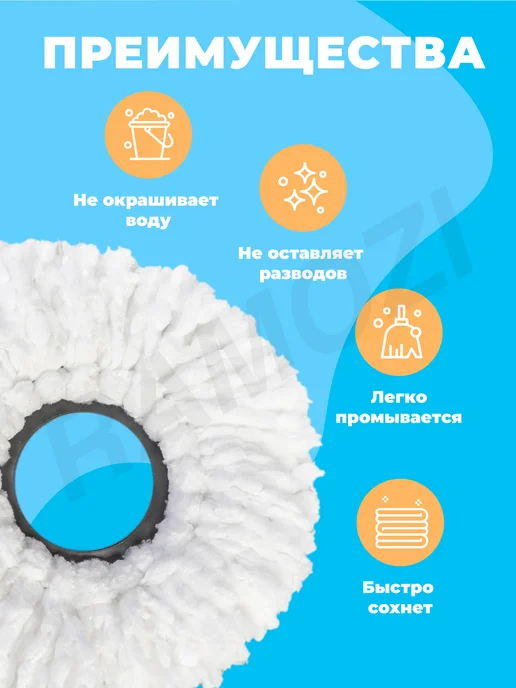Ramozi Насадка для швабры круглая из микрофибры, вариант, фото 4