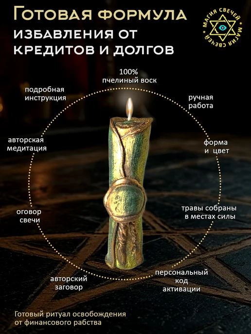 Магические свечи Магическая свеча От кредитов и долгов, зеленый, фото 3