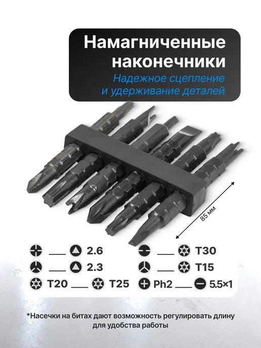 Scheppach Универсальная отвертка реверсивная с набором бит 13 в 1, синий, фото 2