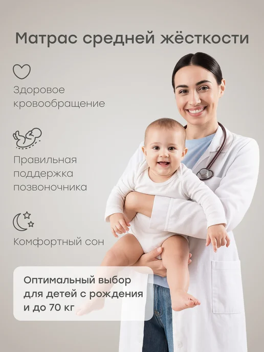 Happy Baby Матрас детский 140х70 для кроватки MOMMY LUX, 140x70, фото 2
