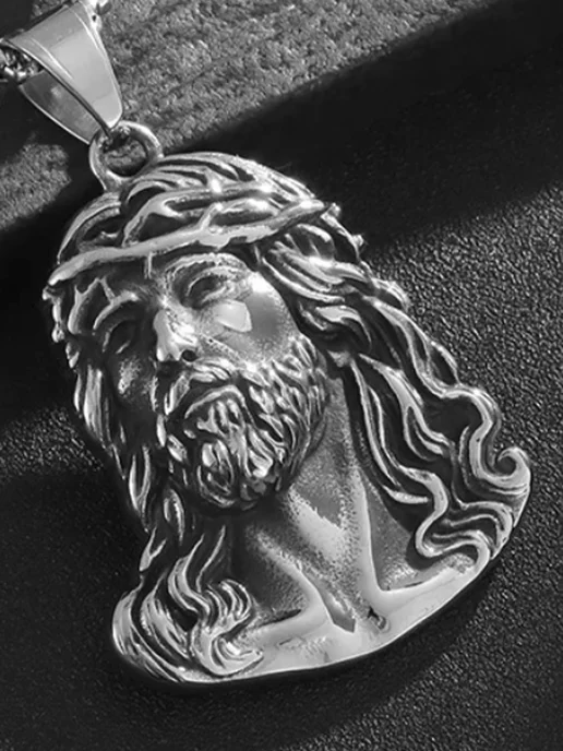 ARTA Подвеска на шею, оберег иконка Иисус Христос из 100% металла, серый, фото 3