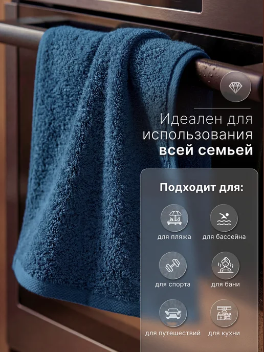 Arya home collection Полотенце махровое для рук и лица 30x50 Otel Vip темно-синее, 30x50, фото 8