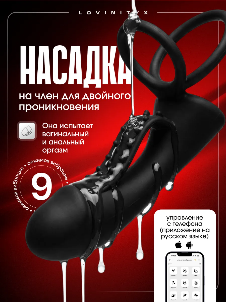 Секс игрушки насадка на член для двойного проникновения 18 +