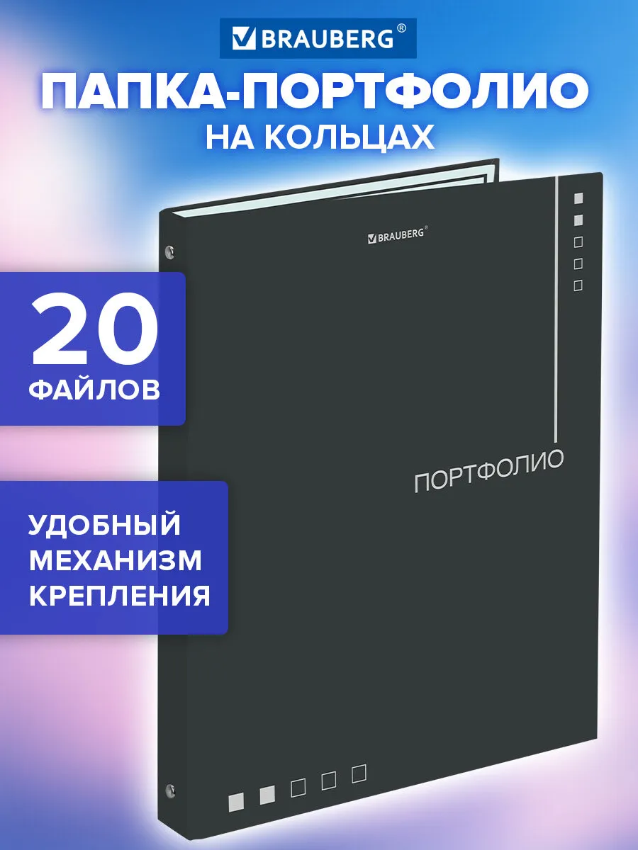 Портфолио школьника, папка А4 на кольцах, 20 файлов